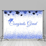 Allenjoy Glitter Blue Congrats Theme Graduation Backdrop