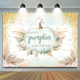 Allenjoy Glitter Boho Feather Pumpkin Baby Shower Backdrop