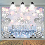 Allenjoy Glitter Bokeh Silver Star Balloons Birthday Backdrop