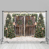 Allenjoy Glitter Christmas Trees With Street Lamps Backdrop