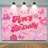 Allenjoy Glitter Cute Pink Patterns Birthday Backdrop Girls