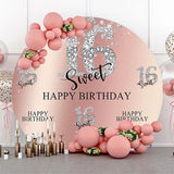 Allenjoy Glitter Diamond Sweet 16 Birthday Round Backdrop