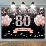 Allenjoy Glitter Fiesta Ribbion Happy 80Th Birthday Backdrop