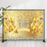 Allenjoy Glitter Gold Balloons Diamond 18Th Birthday Backdrop