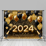 Allenjoy Glitter Gold Black Balloon Bokeh Graduation Backdrop