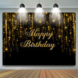 Allenjoy Glitter Gold Black Bokeh Simple Birthday Backdrop