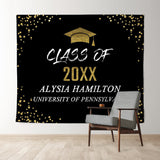 Allenjoy Glitter Gold Black Congratulation Class 2022 Backdrop