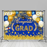 Allenjoy Glitter Gold Blue Balloons Backdrop Graduation