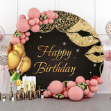 Allenjoy Glitter Gold Champagne Round Birthday Backdrop