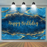 Allenjoy Glitter Gold Gradient Blue Happy Birthday Backdrop