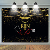 Allenjoy Glitter Golden And Bokeh Stethoscope Themed Backdrop