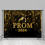 Allenjoy Glitter Golden Black Hat Graduation Prom Backdrop