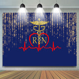 Allenjoy Glitter Golden Blue Bokeh Stethoscope Themed Backdrop