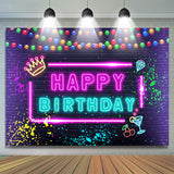 Allenjoy Glitter Graffiti And Ocktail Happy Birthday Backdrop