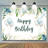 Allenjoy Glitter Green Leaves And Balloons Birthday Backdrop