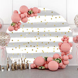 Allenjoy Glitter Grey White Stripe Circle Birthday Backdrop