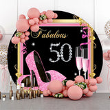 Allenjoy Glitter Heels Fabulous Round 50Th Birthday Backdrop