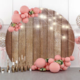 Allenjoy Glitter Light Brown Wooden Round Backdrop Partry