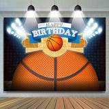 Allenjoy Glitter Lights Basketball Court Happy Birthday Backdrop