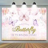 Allenjoy Glitter Little Butterfly Girls Baby Shower Backdrop