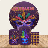 Allenjoy Glitter Masquerade Carnaval Round Party Backdrop Kit