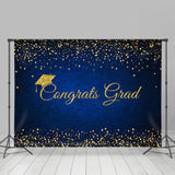 Allenjoy Glitter Navy Blue Comgrats Grad Party Backdrop