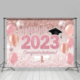 Allenjoy Glitter Pink Balloon Congrats 2023 Grad Backdrop