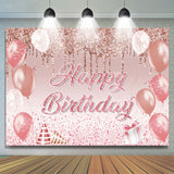 Allenjoy Glitter Pink Balloons Gift Happy Birthday Backdrop