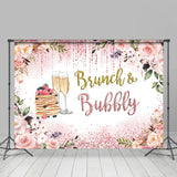 Allenjoy Glitter Pink Brunch Bubbly Bridal Shower Backdrop