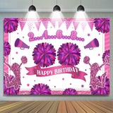 Allenjoy Glitter Pink Cheerleading Happy Birthday Backdrop