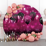 Allenjoy Glitter Purple Black Balloon Birthday Round Backdrop