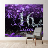 Allenjoy Glitter Purple Bokeh Custom 16Th Birthday Backdrop