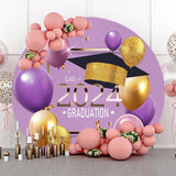 Allenjoy Glitter Purple Class 2022 Graduation Round Backdrop