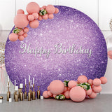 Allenjoy Glitter Purple Theme Happy Birthday Circle Backdrop