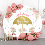 Allenjoy Glitter Rain Flower Round Backdrop Baby Shower