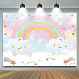 Allenjoy Glitter Rainbow Cloud Girls Baby Shower Backdrop