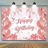 Allenjoy Glitter Rose Pink Balloon Spark Birthday Backdrop