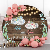 Allenjoy Glitter Round Wooden Elephant Baby Shower Backdrop