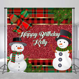 Allenjoy Glitter Scottish Plaid Winter Custom Birthday Backdrop