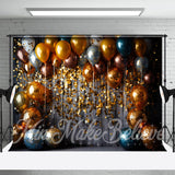 Allenjoy Glitter Sequin Gold Balloons Birthday Photo Backdrop