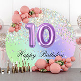 Allenjoy Glitter Sequin Round Happy 10Th Birthday Backdrop