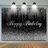 Allenjoy Glitter Silver And Black Birthday Backdrop Decoration