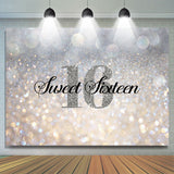 Allenjoy Glitter Silver Bokeh Sweet Sixteen Birthday Backdrop