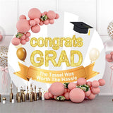 Allenjoy Glitter Simple Round Congrategrad Backdrop With Balloon