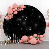 Allenjoy Glitter Stars Black Birthday Party Round Backdrop