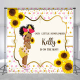 Allenjoy Glitter Sunflower Custom Baby Shower Backdrop Girl