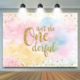 Allenjoy Glitter Watercolour 1St Birthday Backdrop Girl