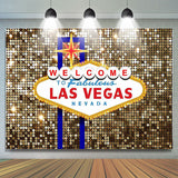 Allenjoy Glitter Welcome To Las Vegas Fabulous Night Birthday Backdrop