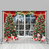 Allenjoy Glitter Xmas Tree Winter Window Christmas Backdrop