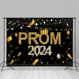 Allenjoy Glod Crown Ribbons Happy 2024 Graduation Backdrop